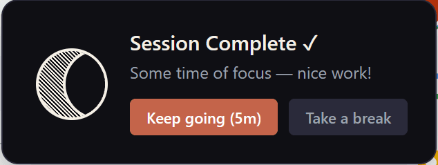 Solace — session complete notification